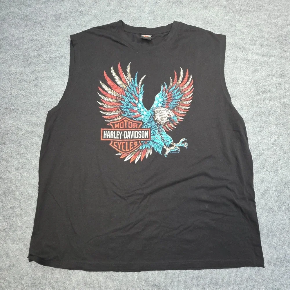 Harley Davidson Tank Top Shirt Mens 4XL Black Huntington Beach California Eagle